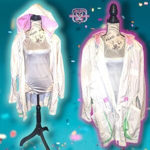 VINTAGE 80’s Pastel Pink Green Oversized Barbie core Nylon Windbreaker